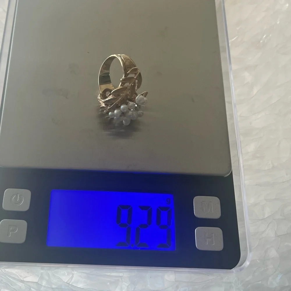 Mid-Century 14 K Solid Gold Seed Pearl Diamond Laurel Wreath Ring Size 6.5